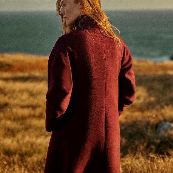 MELANIE LYNE: High Collar Wool Blend Coat - fig colour - Picture 5 of 8
